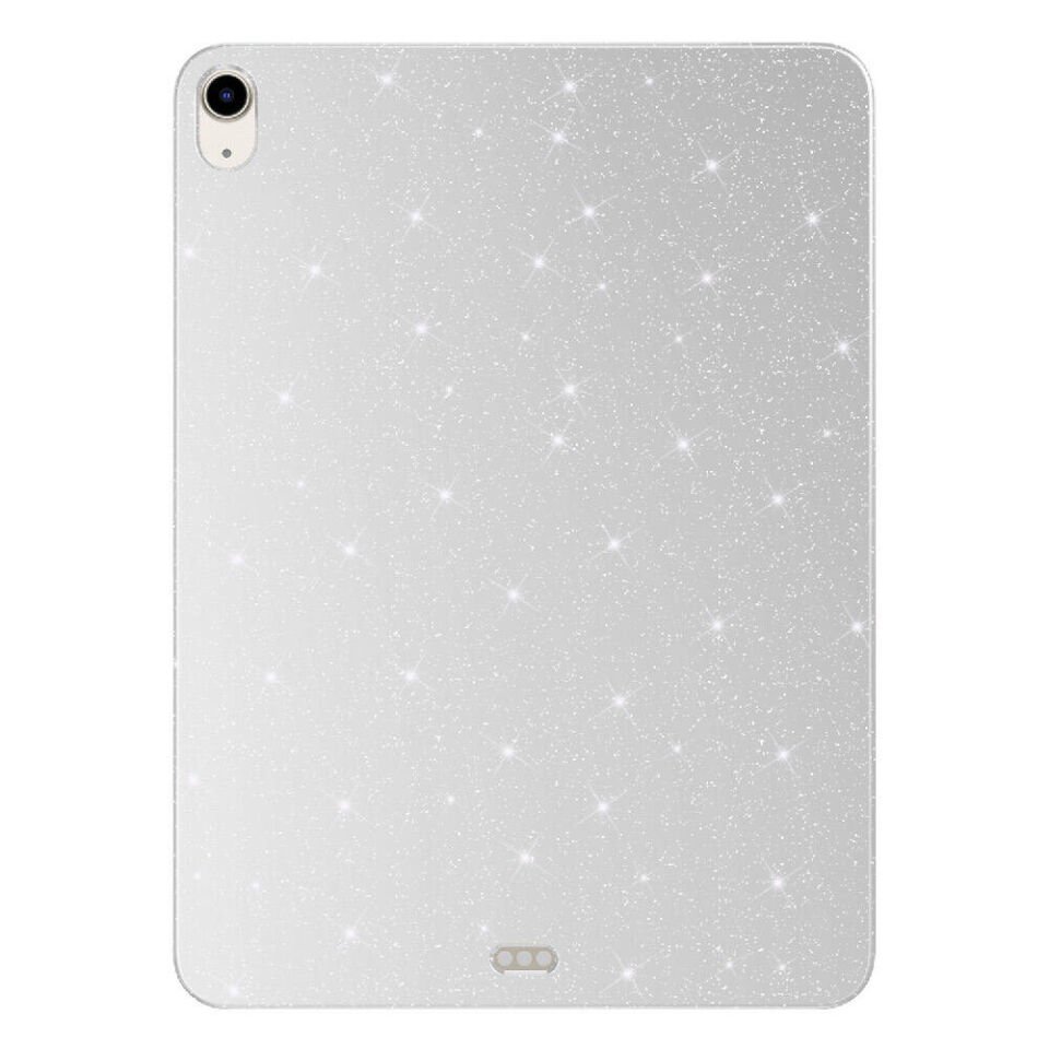 Apple iPad Air 10.9 2020 (4 Nesil) Kılıf Kamera Korumalı Simli Renkli Parlak Silikon Kapak (Koton) Gümüş