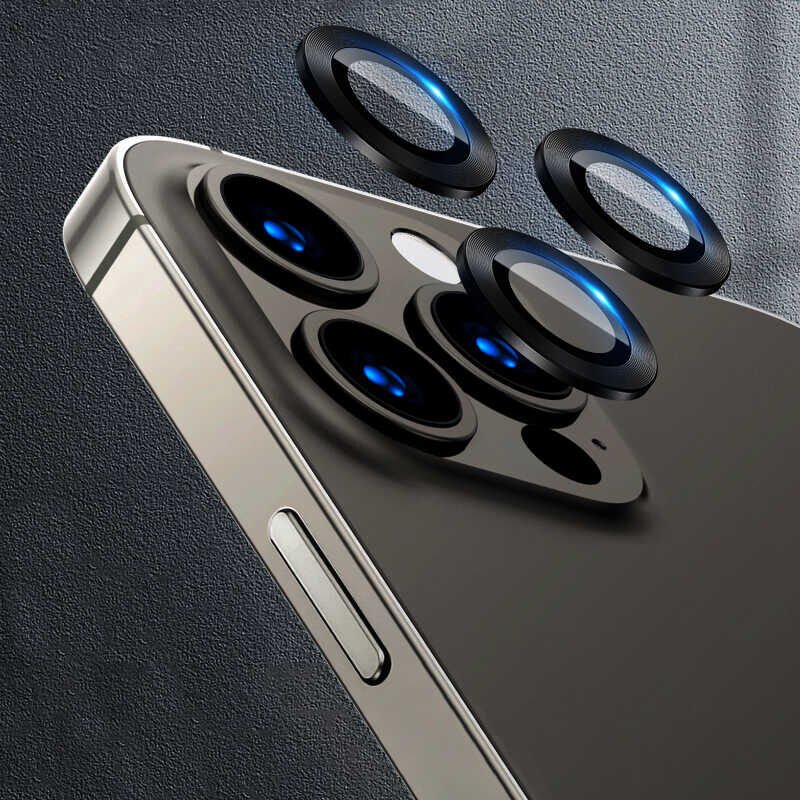 Apple iPhone 13 Pro Kamera Lens Koruyucu Kolay Takma Aparatlı (CL-02) Siyah