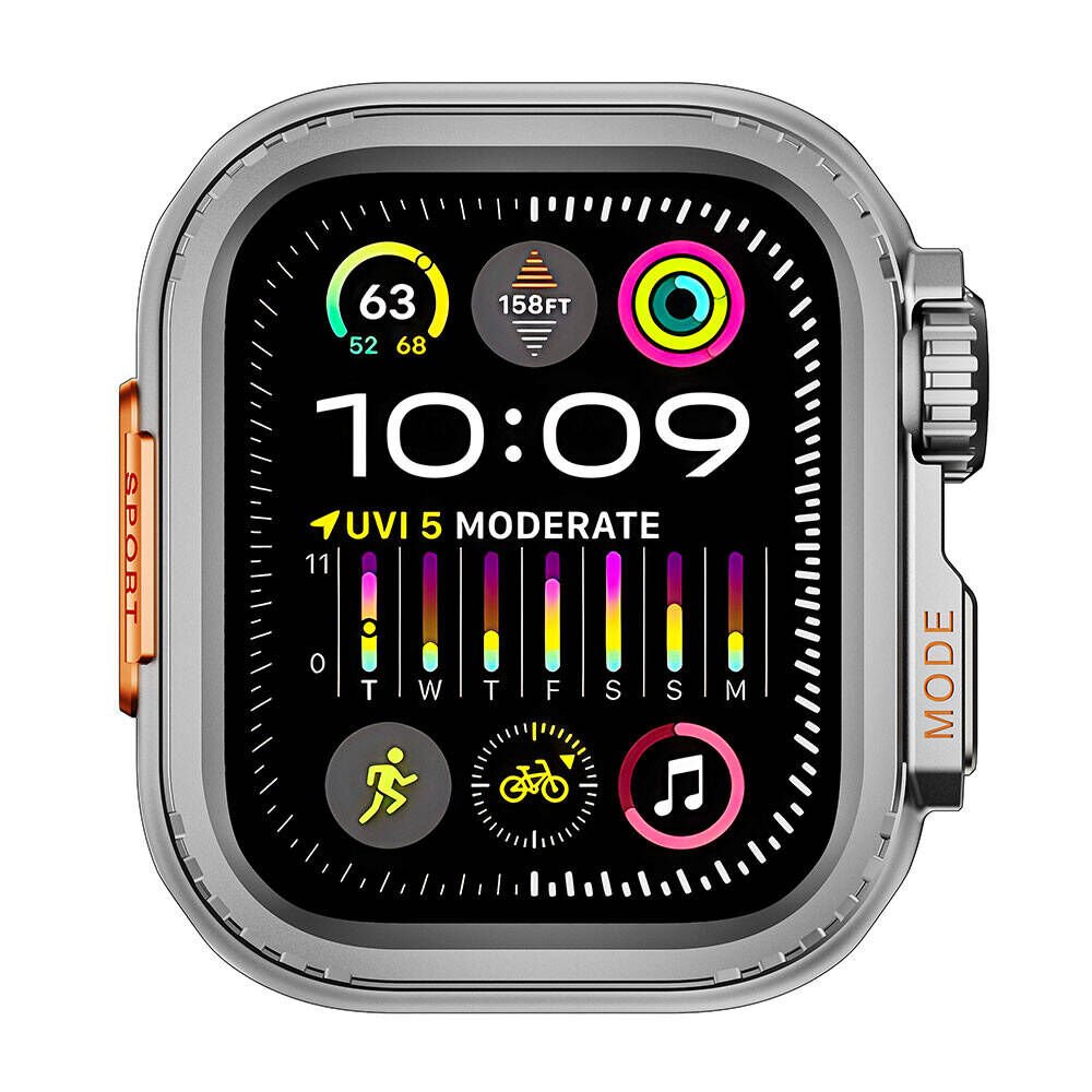 Apple Watch 7 45mm to Apple Watch Ultra 49mm Kasa Dönüştürücü ve Ekran Koruyucu (Gard 33) Gri