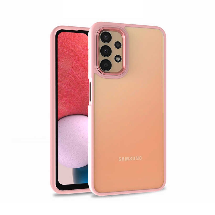 Samsung Galaxy A53 5G Kılıf Kamera Çıkıntılı Arkası Şeffaf Hassas Tuşlu Kenarlı Kapak (Flora) Rose Gold