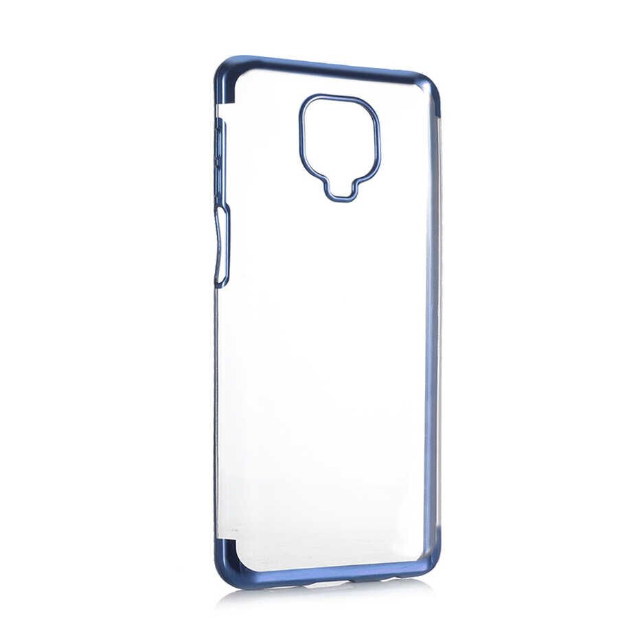 Xiaomi Redmi Note 9 Pro Kılıf Dört Köşe Renkli Lazer Şeffaf Silikon Kapak (GLİTTER) Mavi