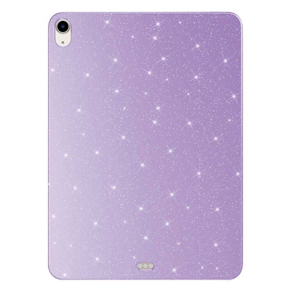 Apple iPad Air 10.9 2020 (4 Nesil) Kılıf Kamera Korumalı Simli Renkli Parlak Silikon Kapak (Koton) Lila