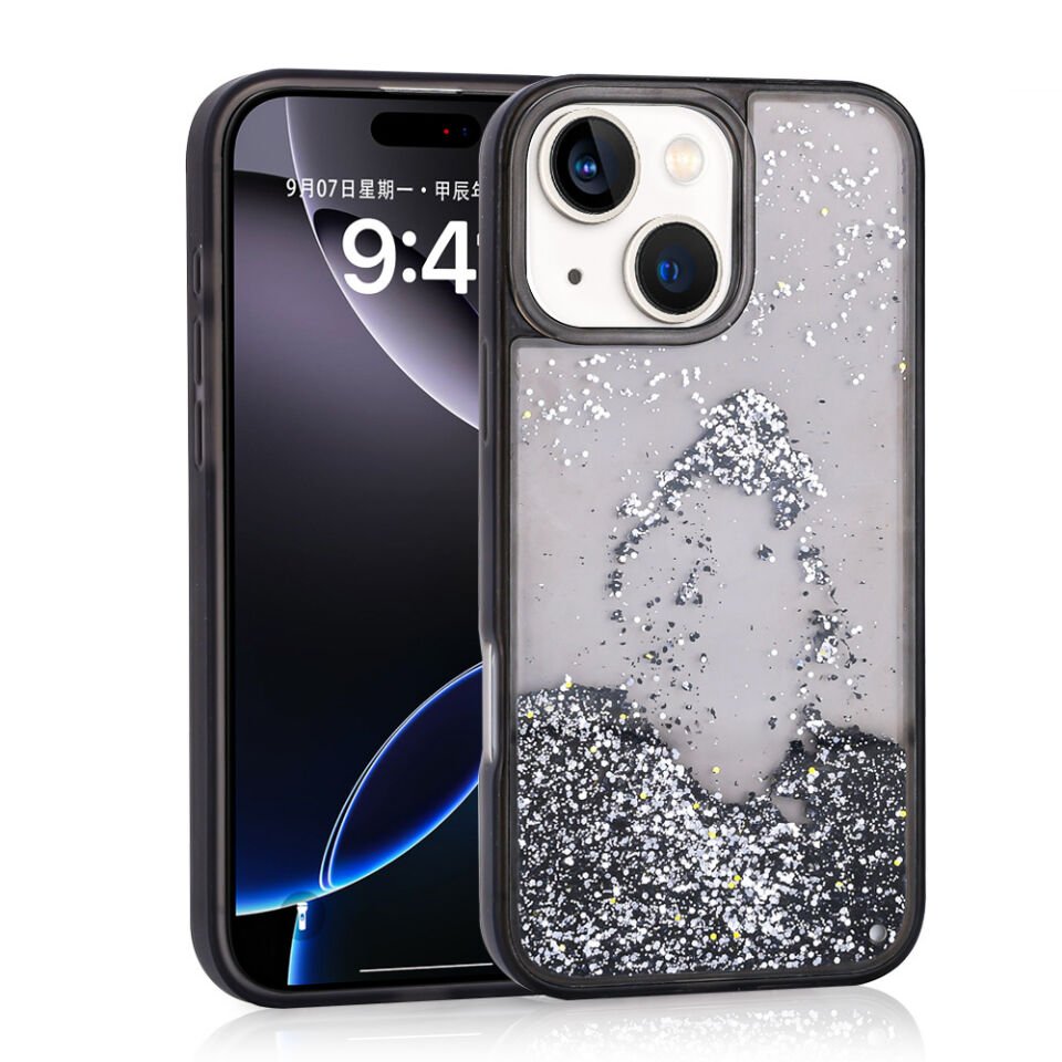 Apple iPhone 15 Kılıf Sıvılı Simli Şeffaf Arka Yüzey HEPTEKİLETİŞİM Keto Silikon Kapak