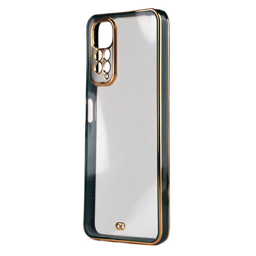 Xiaomi Redmi Note 11 Global Kılıf Parlak Kenarlı Altın İşlemeli Kamera Korumalı Kapak (Voit c.) Yeşil