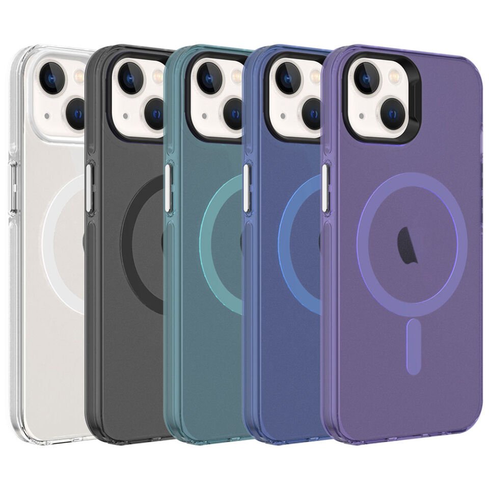 Apple iPhone 14 Kılıf HEPTEKİLETİŞİM Magsafe Şarj Özellikli Buzlu Transparan C-Pro Sert Kapak