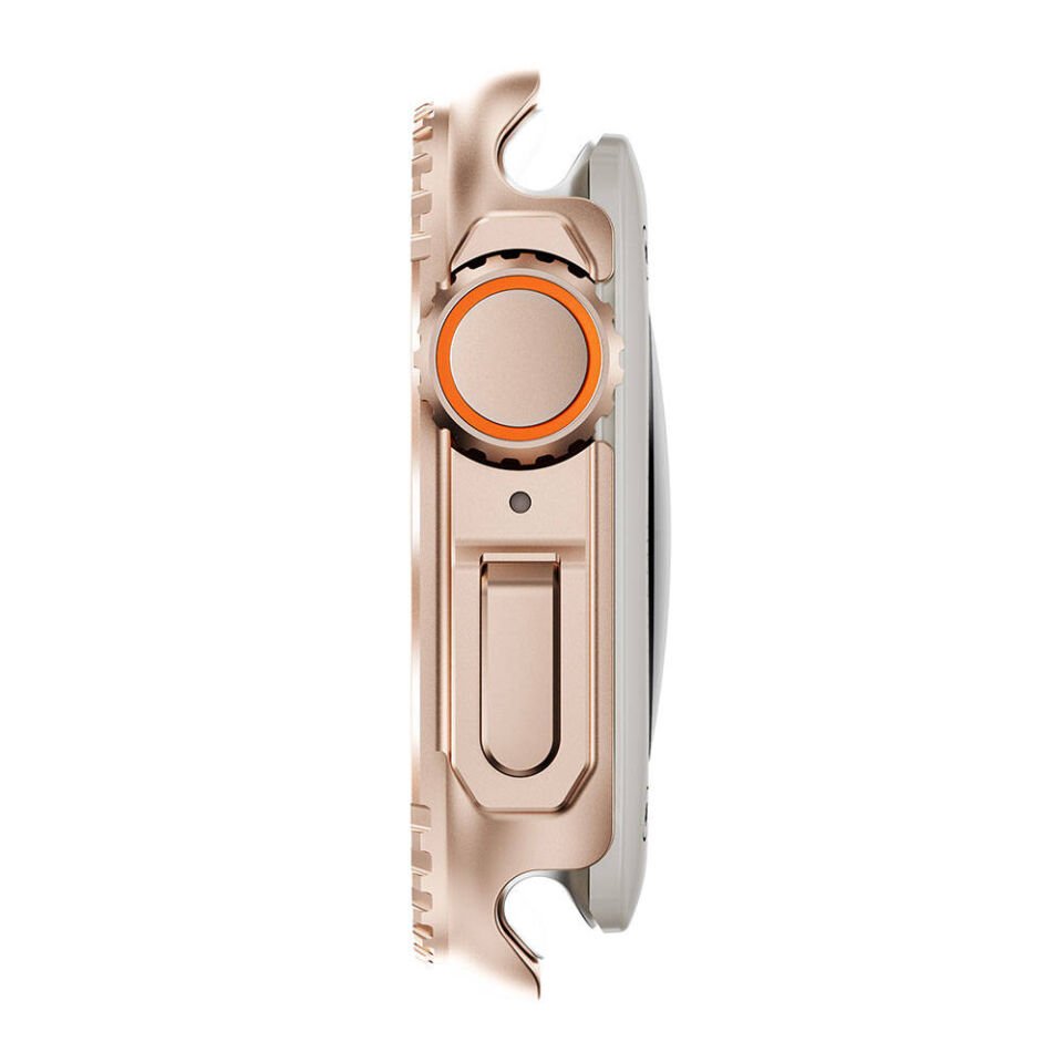 Apple Watch 7 45mm to Apple Watch Ultra 49mm Kasa Dönüştürücü ve Ekran Koruyucu (Gard 33) Rose Gold