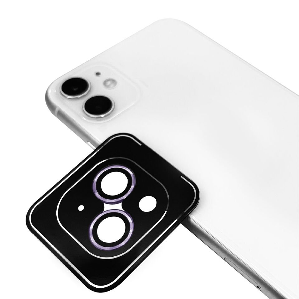 Apple iPhone 12 Safir Kamera Lens Koruyucu (KOLAY TAKMA APARATLI) CL-11 Mor