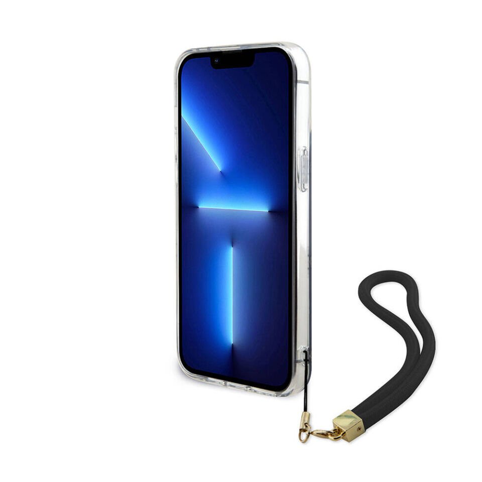 Apple iPhone 15 Pro Max Kılıf Guess Orjinal Lisanslı Desenli Yazı Logolu Askı İpli Holografik Glitter Peony Kapak