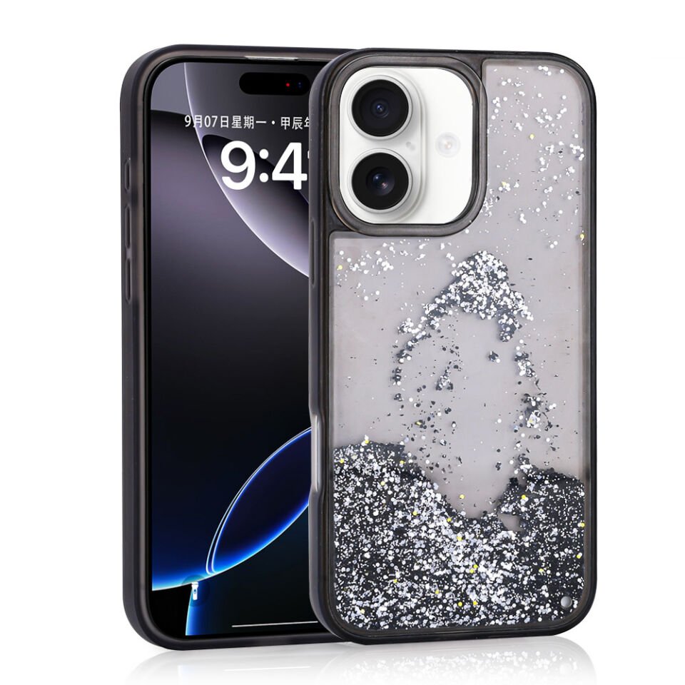 Apple iPhone 16 Kılıf Sıvılı Simli Şeffaf Arka Yüzey HEPTEKİLETİŞİM Keto Silikon Kapak