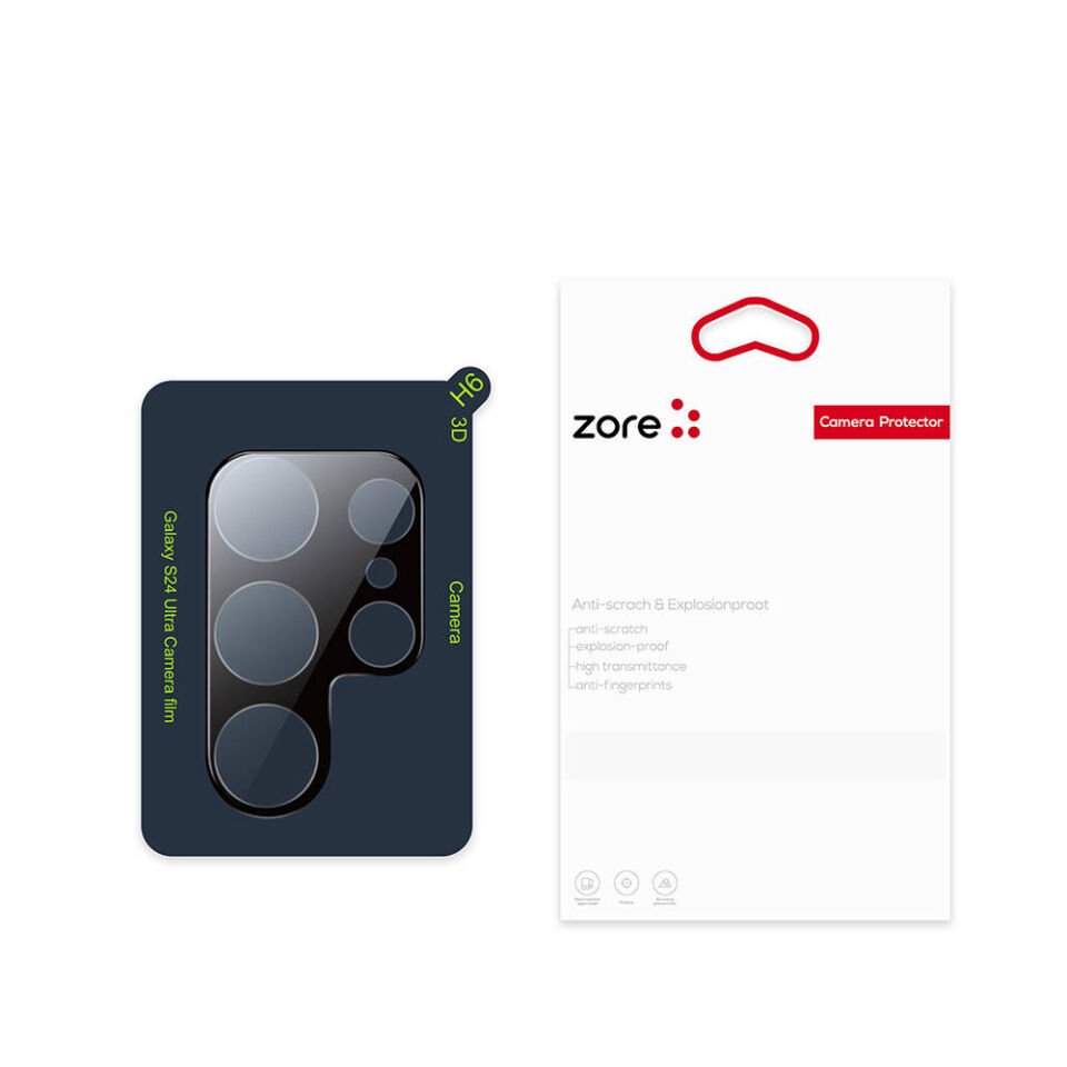 Samsung Galaxy S24 Ultra Kamera Lens Koruyucu Siyah Çerçeveli Korunaklı (3D K.C) Siyah