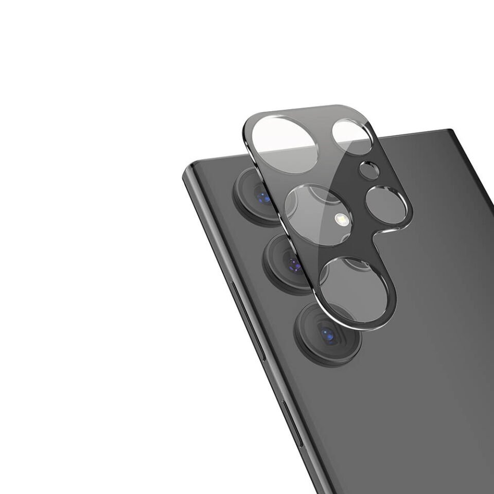 Samsung Galaxy S24 Ultra Kamera Lens Koruyucu Siyah Çerçeveli Korunaklı (3D K.C) Siyah