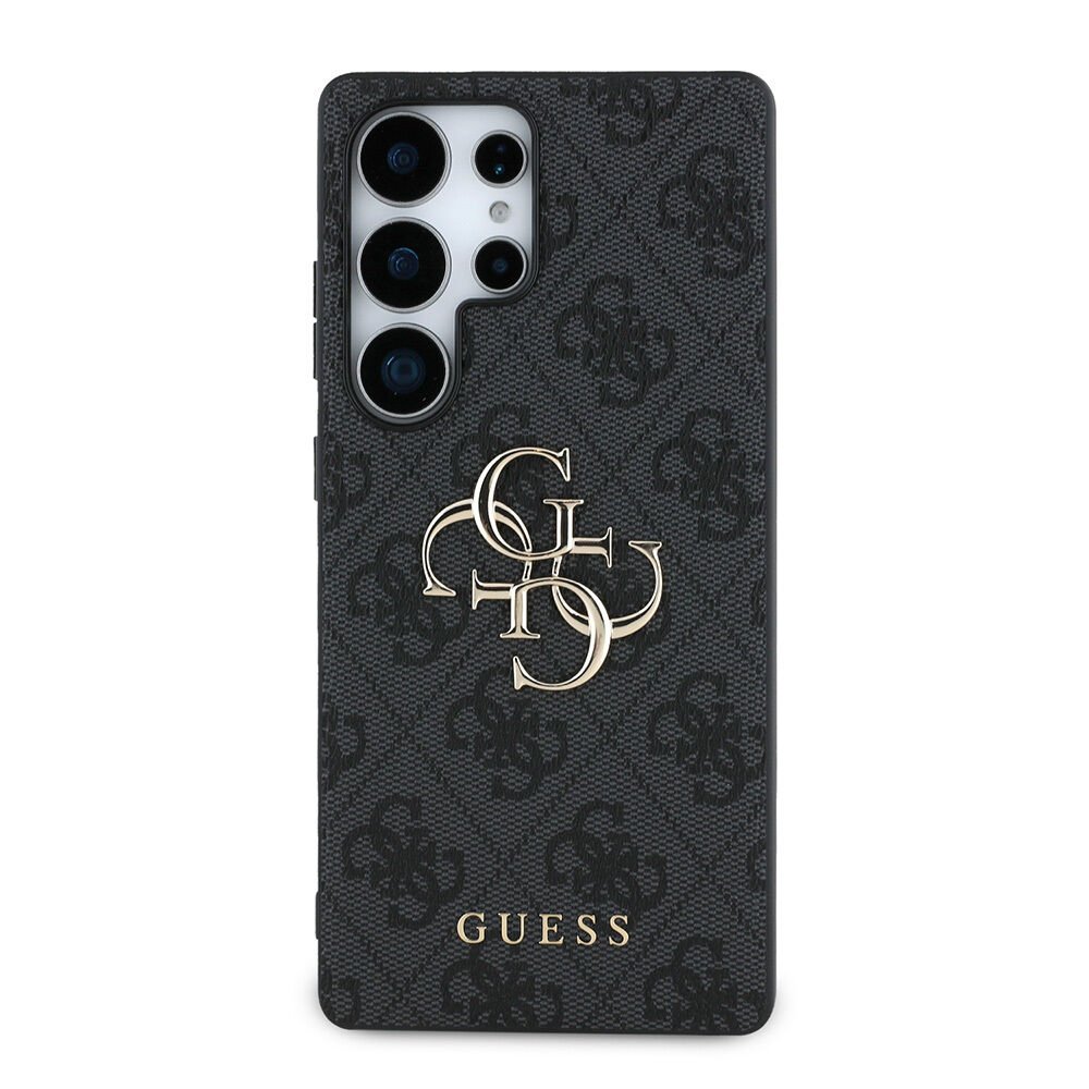 Galaxy S25 Ultra Kılıf Guess Orjinal Lisanslı PU Deri 4G Desenli Metal Büyük 4G ve Yazı Logolu Kapak