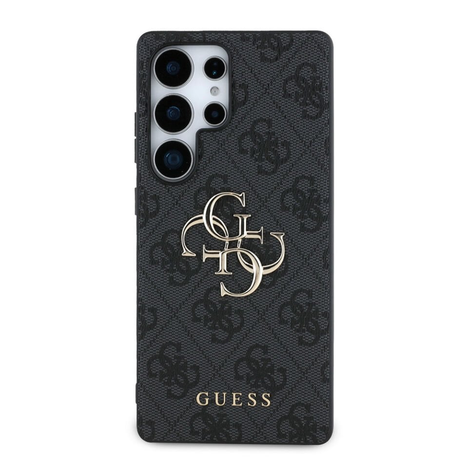 Galaxy S25 Ultra Kılıf Guess Orjinal Lisanslı PU Deri 4G Desenli Metal Büyük 4G ve Yazı Logolu Kapak