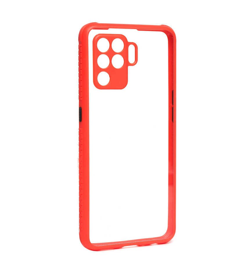 Oppo Reno 5 Lite Kılıf Köşe Ve Kamera Korumalı Arkası Şeffaf Renkli Tuşlu Kapak (KAFF) Mor