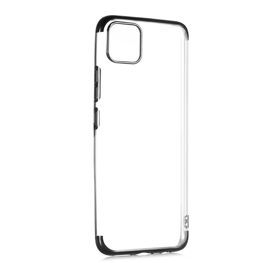 Realme C11 Kılıf Dört Köşe Renkli Lazer Şeffaf Silikon Kapak (GLİTTER) Siyah