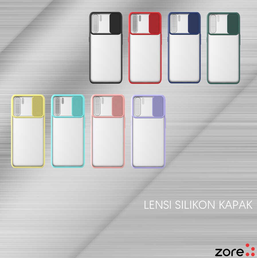 Oppo A91 Kılıf Slayt Sürgülü Kamera Korumalı Renkli Silikon Kapak Sarı