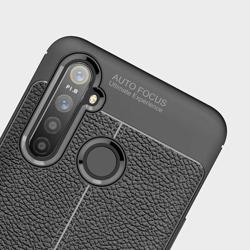 Realme C3 Kılıf Deri Görünümlü Renk Atmayan Dayanaklı Silikon Kapak (NİSS) Siyah