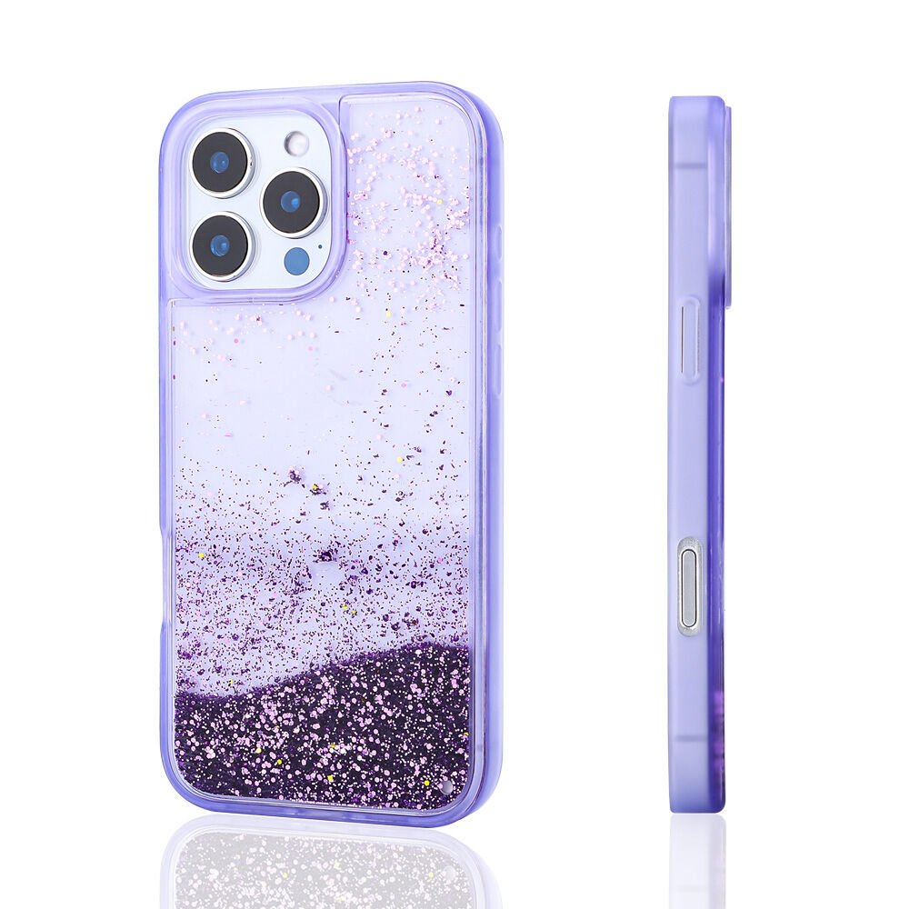 Apple iPhone 16 Pro Max Kılıf Sıvılı Simli Şeffaf Arka Yüzey HEPTEKİLETİŞİM Keto Silikon Kapak