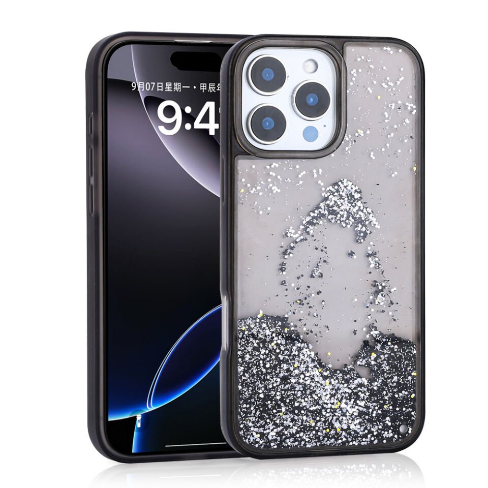Apple iPhone 16 Pro Max Kılıf Sıvılı Simli Şeffaf Arka Yüzey HEPTEKİLETİŞİM Keto Silikon Kapak