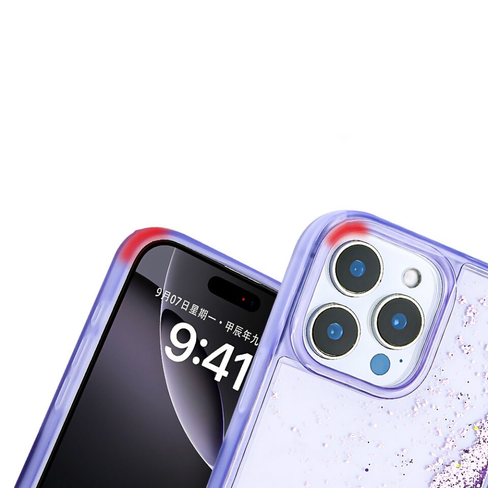Apple iPhone 16 Pro Max Kılıf Sıvılı Simli Şeffaf Arka Yüzey HEPTEKİLETİŞİM Keto Silikon Kapak
