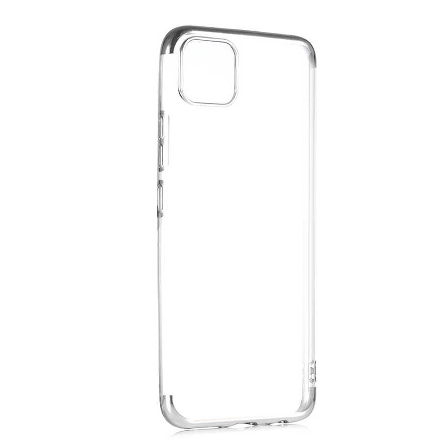 Realme C11 Kılıf Dört Köşe Renkli Lazer Şeffaf Silikon Kapak (GLİTTER) Gri