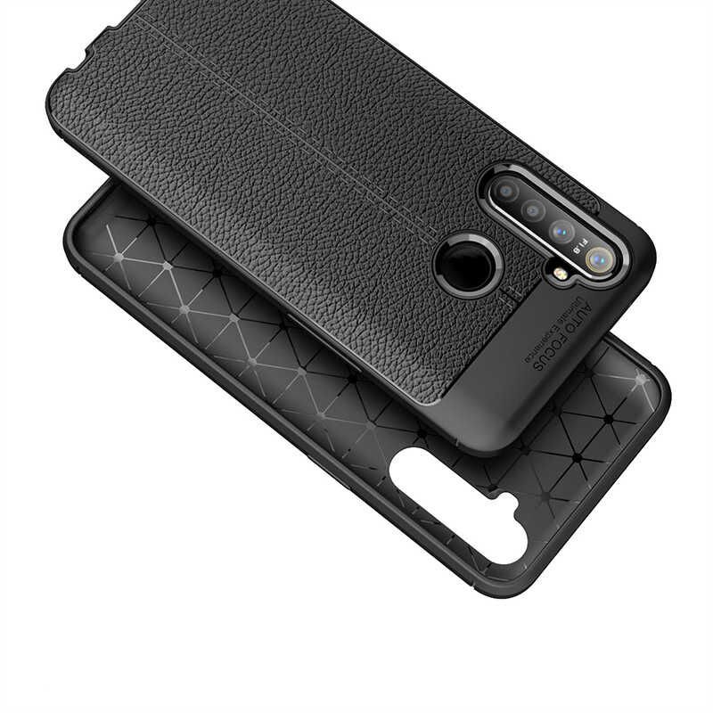 Realme C3 Kılıf Deri Görünümlü Renk Atmayan Dayanaklı Silikon Kapak (NİSS) Kırmızı