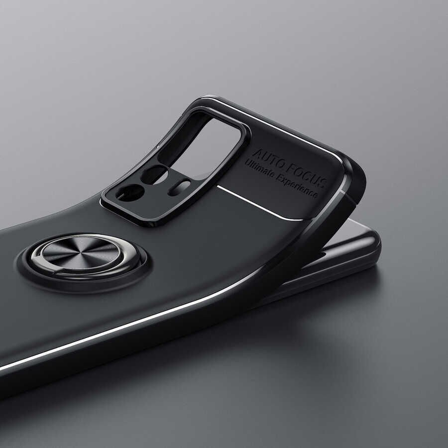 Xiaomi Mi 12T Pro Kılıf Kamera Çıkıntılı Renkli Yüzüklü Standlı Mıknatıslı Kapak (RAVEL) Mavi