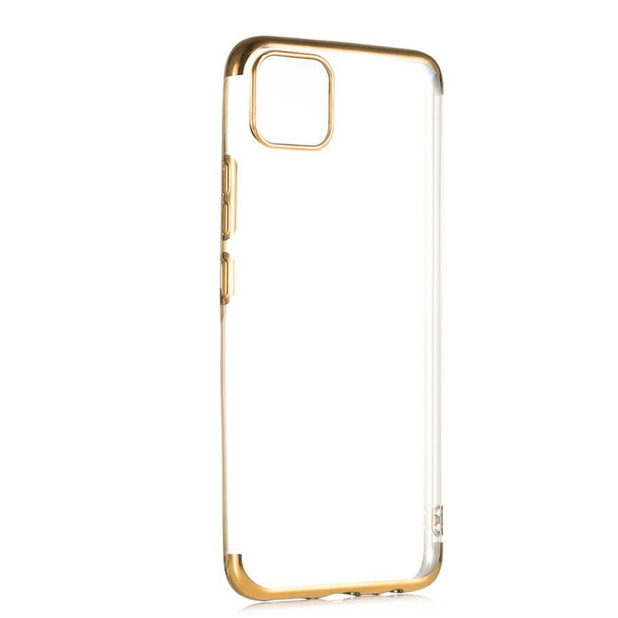 Realme C11 Kılıf Dört Köşe Renkli Lazer Şeffaf Silikon Kapak (GLİTTER) Gold