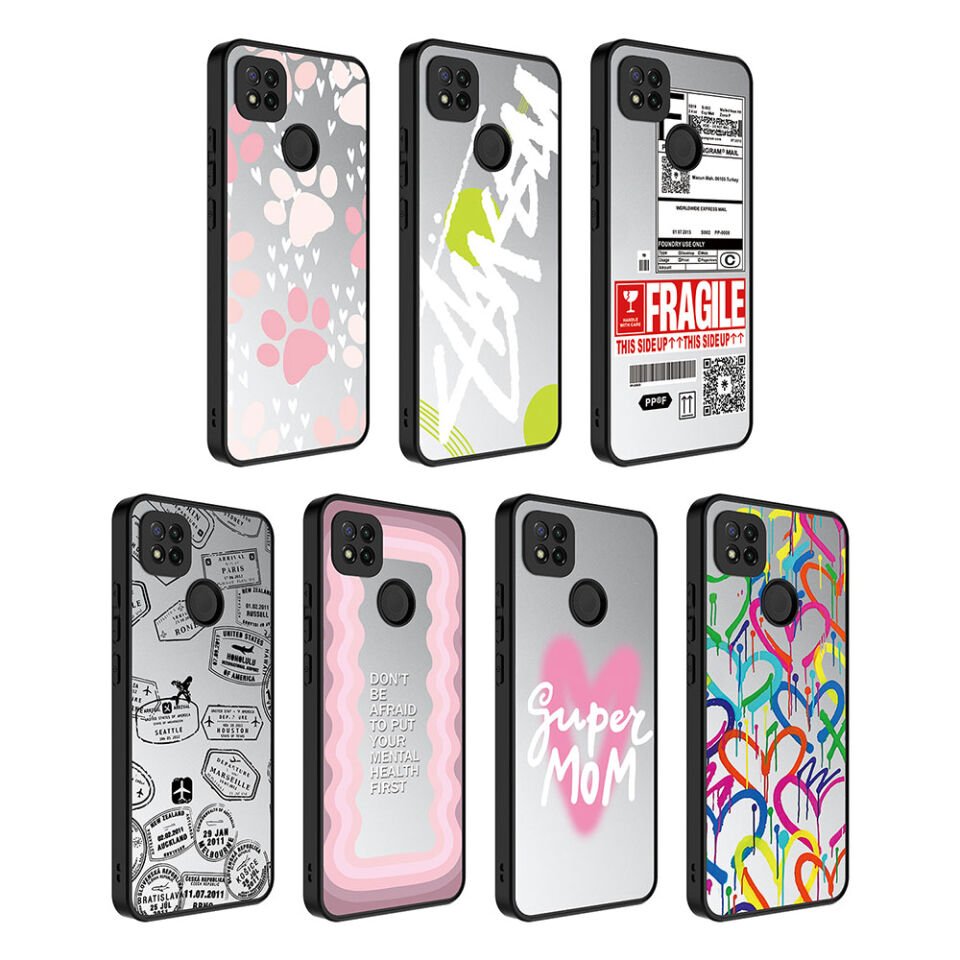 Xiaomi Redmi 10A Kılıf Aynalı Desenli Kamera Korumalı Parlak Renkli Sert Kapak (Mirror) Ayna