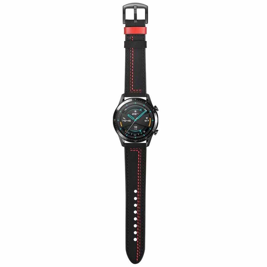 Huawei Watch GT 3 42mm Deri Kordon Metal Tokalı Tasarım (KRD-19) Yeşil
