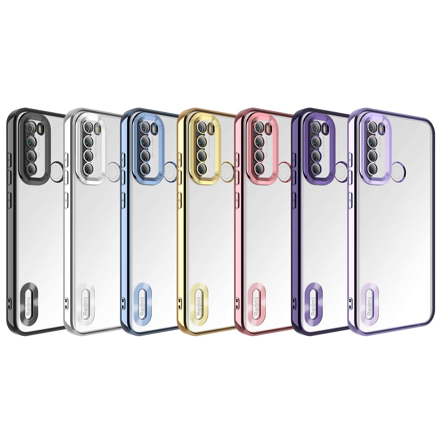 Xiaomi Redmi Note 8 Kılıf Kamera Lens Korumalı Logo Gösteren Parlak Kenarlı Kapak (OMEGA) Sierra Mavi