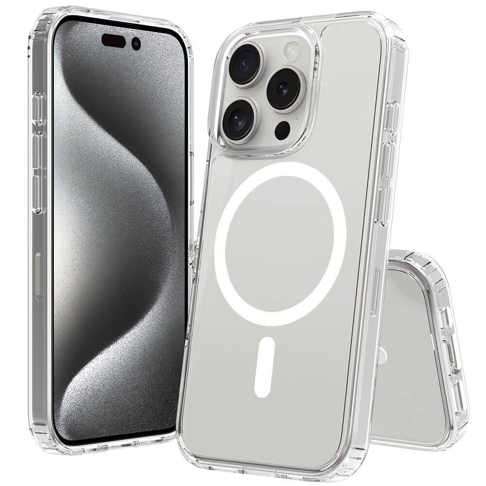 Apple iPhone 16 Pro Max Kılıf Magsafe Şarj Özellikli Şeffaf Sert PC HEPTEKİLETİŞİM Embos Kapak
