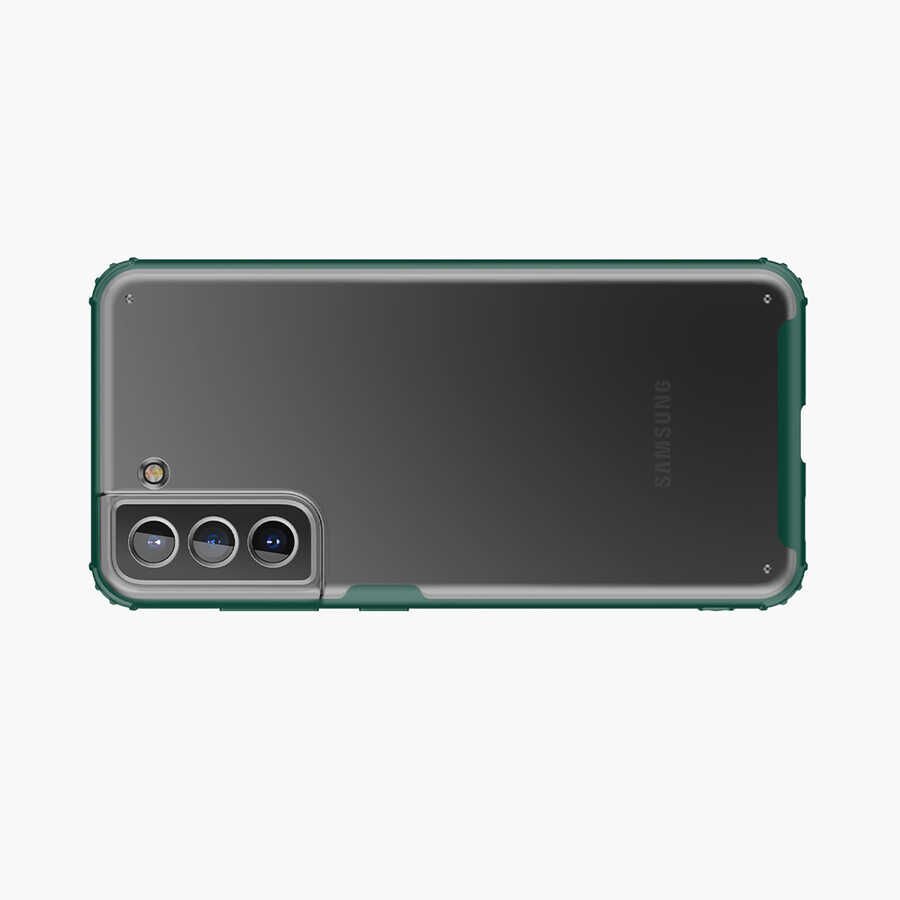 Samsung Galaxy S21 FE Kılıf Köşe Korumalı Arkası Mat Buzlu Sert Kapak (VOLKS) Siyah