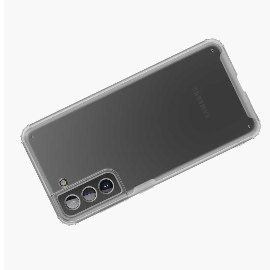 Samsung Galaxy S21 FE Kılıf Köşe Korumalı Arkası Mat Buzlu Sert Kapak (VOLKS) Siyah