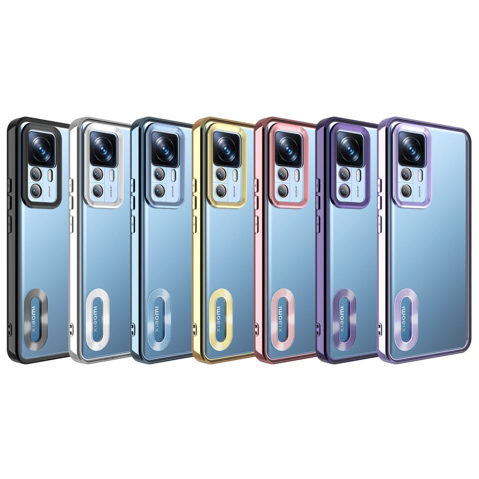 Xiaomi Mi 12T Pro Kılıf Kamera Lens Korumalı Logo Gösteren Parlak Kenarlı Kapak (OMEGA) Lila