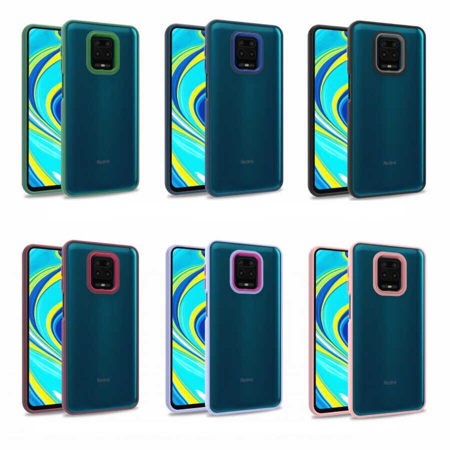 Xiaomi Redmi Note 9S Kılıf Kamera Çıkıntılı Arkası Şeffaf Hassas Tuşlu Kenarlı Kapak (Flora) Kırmızı