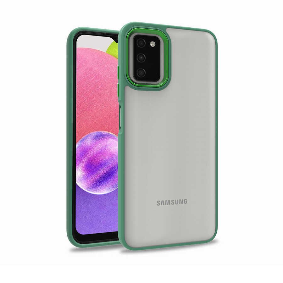 Samsung Galaxy A03S Kılıf Kamera Çıkıntılı Arkası Şeffaf Hassas Tuşlu Kenarlı Kapak (Flora) Siyah