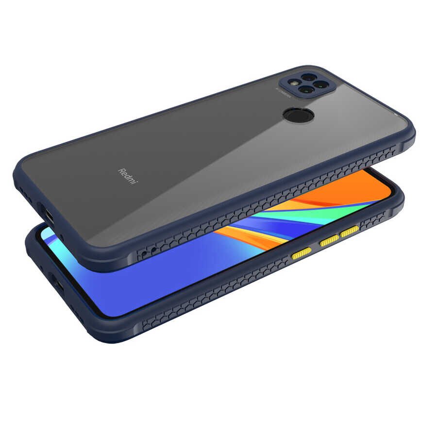 Xiaomi Redmi 9C Kılıf Köşe Ve Kamera Korumalı Arkası Şeffaf Renkli Tuşlu Kapak (KAFF) Koyu Yeşil