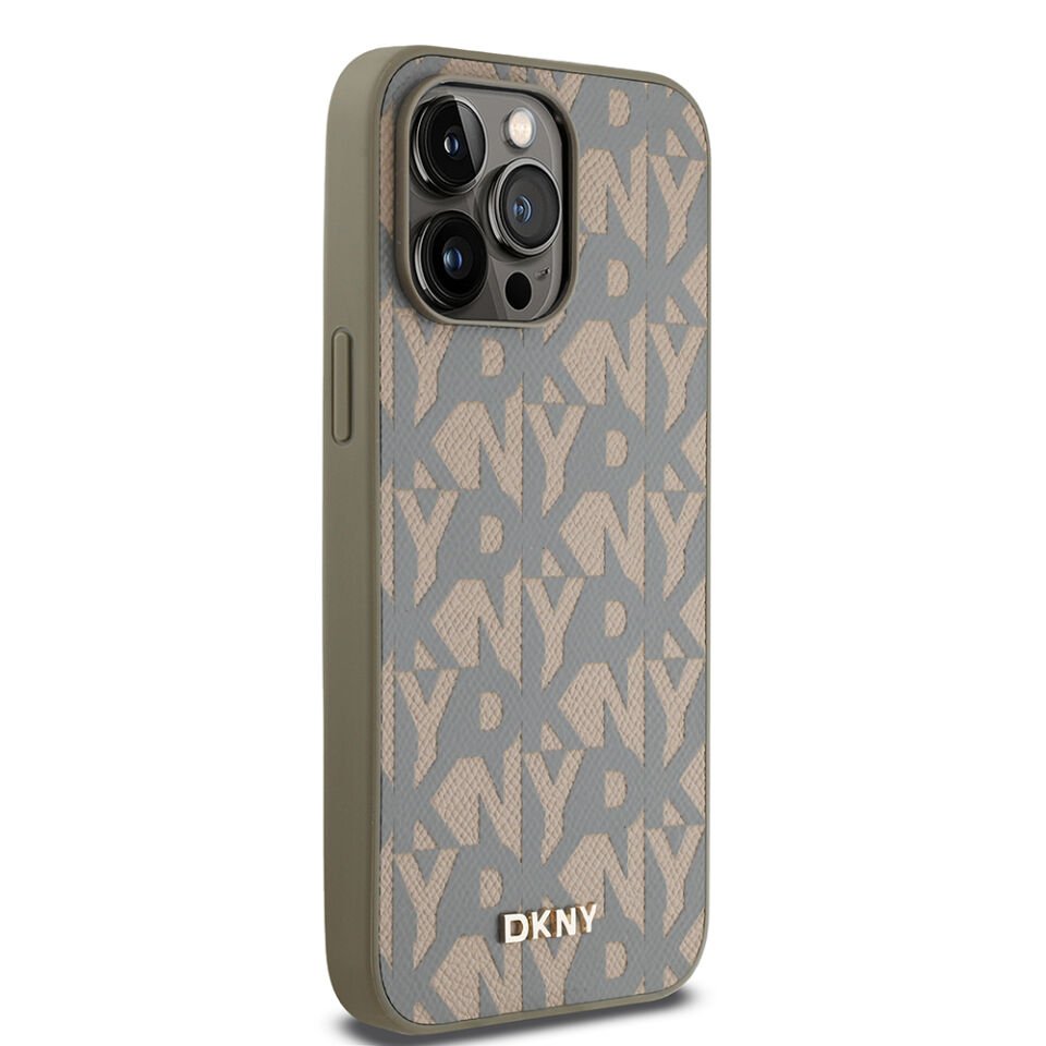 Apple iPhone 14 Pro Max Kılıf DKNY Orjinal Lisanslı Magsafe Şarj Özellikli 3D Yazılı Grid Pattern Kapak