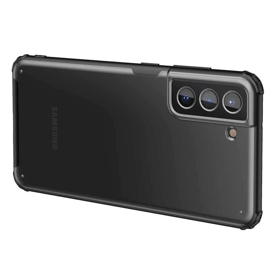 Samsung Galaxy S21 FE Kılıf Köşe Korumalı Arkası Mat Buzlu Sert Kapak (VOLKS) Koyu Yeşil