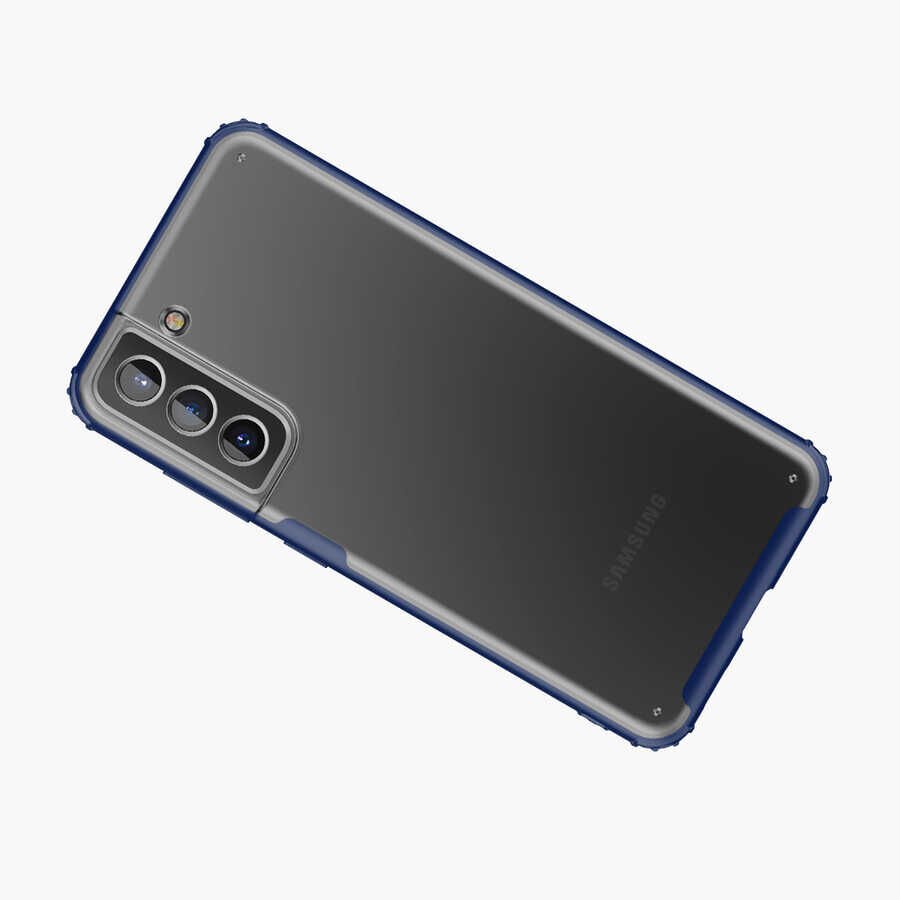 Samsung Galaxy S21 FE Kılıf Köşe Korumalı Arkası Mat Buzlu Sert Kapak (VOLKS) Koyu Yeşil