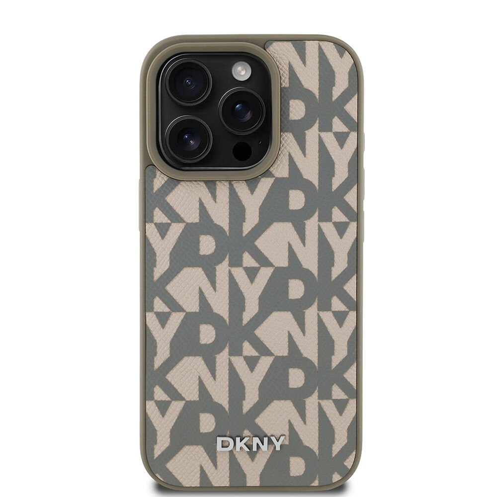 Apple iPhone 16 Pro Kılıf DKNY Orjinal Lisanslı Magsafe Şarj Özellikli 3D Yazılı Grid Pattern Kapak