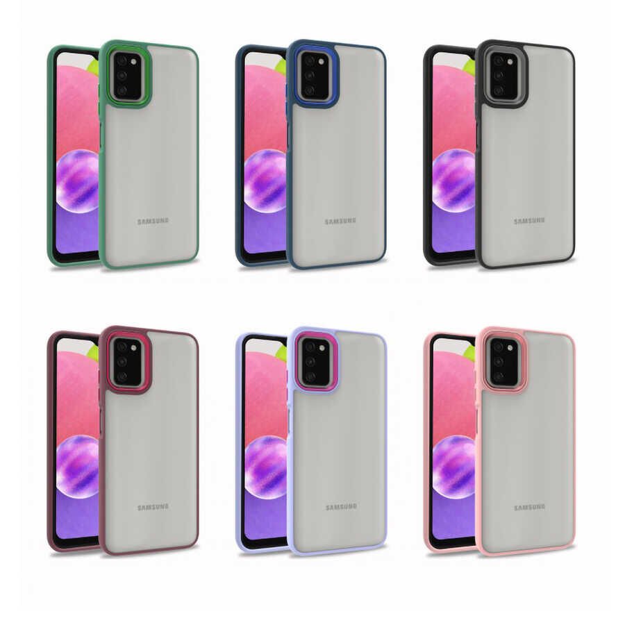 Samsung Galaxy A03S Kılıf Kamera Çıkıntılı Arkası Şeffaf Hassas Tuşlu Kenarlı Kapak (Flora) Lila