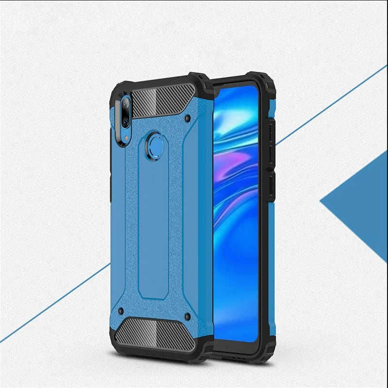Huawei Y7 Prime 2019 Kılıf Armor Köşe Korumalı Çift Katman Tank Zırh Kapak (CRASH) Mavi