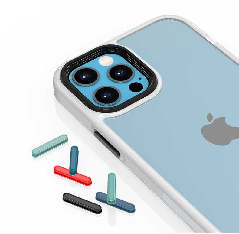 Apple  iPhone 12 Pro Kılıf Kamera Çıkıntılı Yumuşak Transparan Dokulu Silikon Kapak (CANN) Mavi