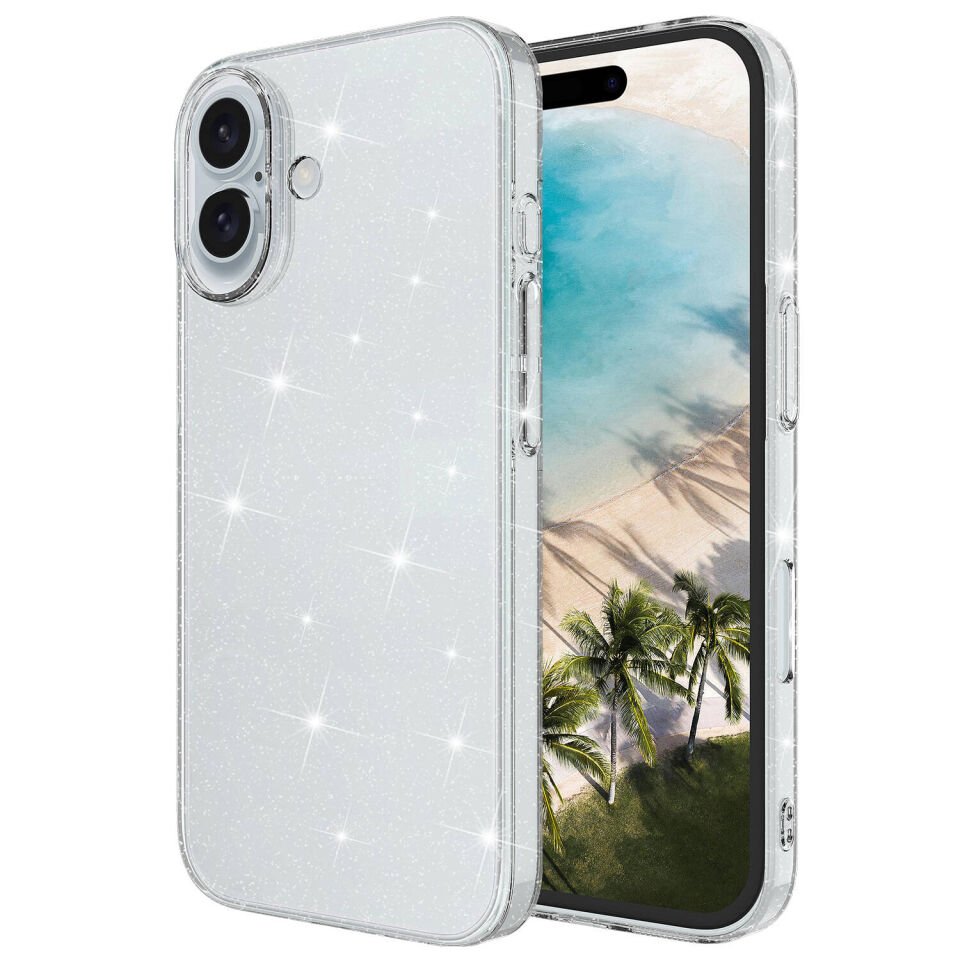 Apple iPhone 16 Kılıf Parlayan Simli Şeffaf HEPTEKİLETİŞİM Redos Kapak