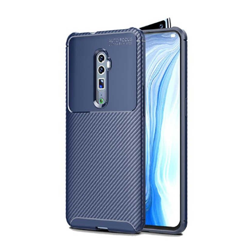 Oppo Reno 10X Zoom Kılıf Kamera Çıkıntılı Karbon Fiber Dokulu Renk Atmaz Kapak (NEGRO) Lacivert