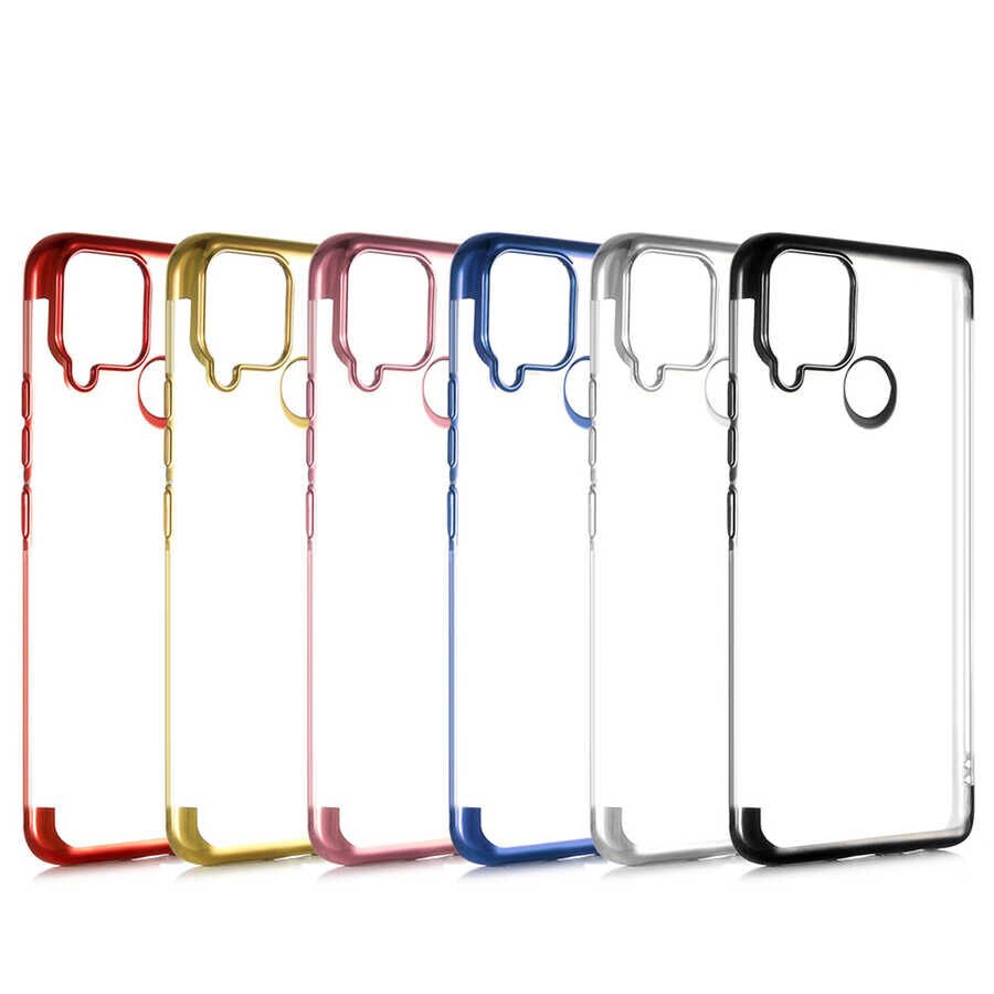 Realme C15 Kılıf Dört Köşe Renkli Lazer Şeffaf Silikon Kapak (GLİTTER) Gri