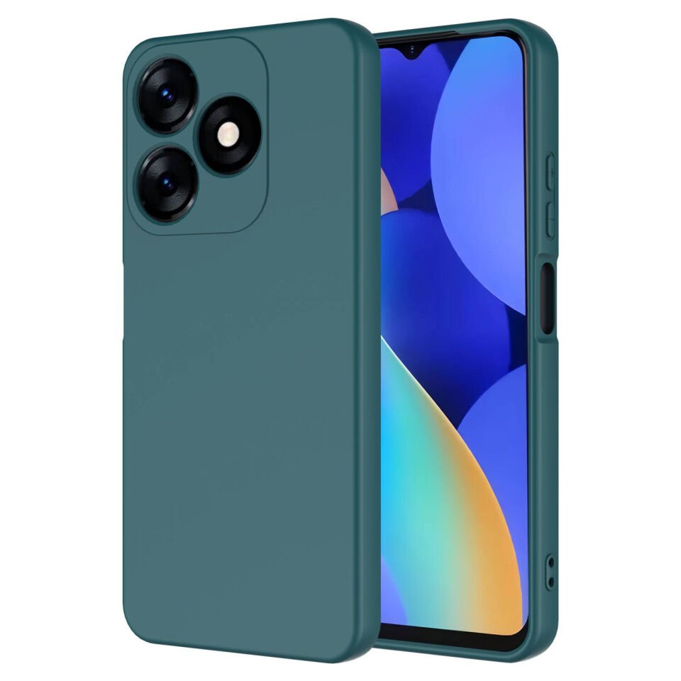 Tecno Spark 10 4G Kılıf Kadife İç Yüzey Yumuşak Dokulu Kamera Korumalı Kapak (MARA) Koyu Yeşil