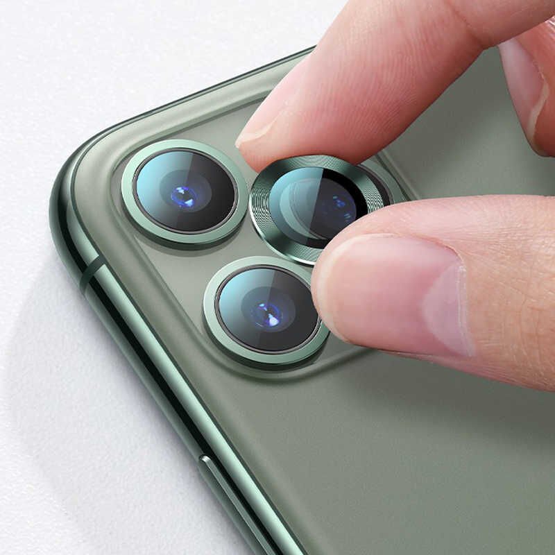 Apple iPhone 11 Pro Max Kamera Lens Koruyucu Kolay Takma Aparatlı (CL-01) Koyu Yeşil